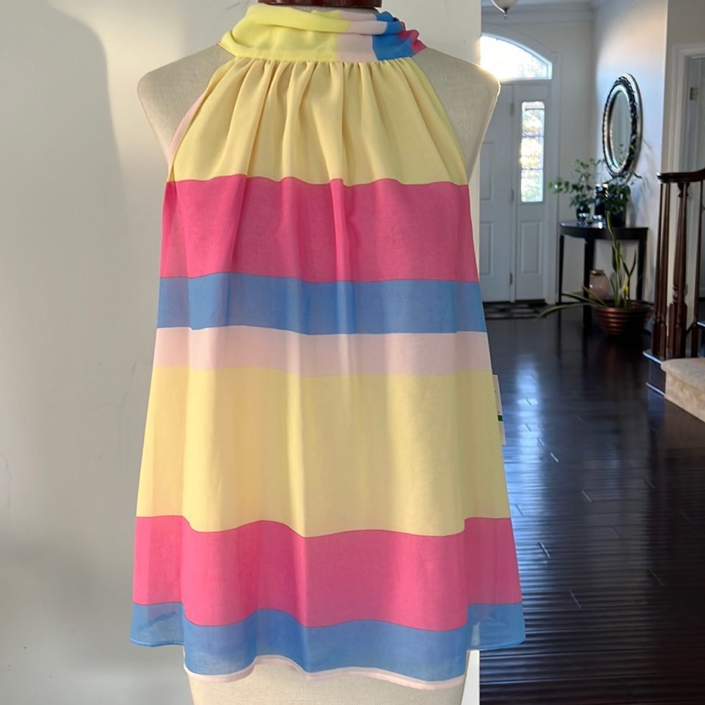 1.STATE striped halter neck tie back sleeveless blouse stunning! NWT - Picture 2 of 5